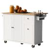 LUMISOL Kitchen Island with Drop Leaf Countertop, Rolling Kitchen Cart with Internal Storage Rack, 3 Tier Pull Out Cabinet Organizer and 1 Drawer, Kitchen Storage Cart with Spice Rack, White view 1