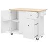 LUMISOL Kitchen Island with Drop Leaf Countertop, Rolling Kitchen Cart with Internal Storage Rack, 3 Tier Pull Out Cabinet Organizer and 1 Drawer, Kitchen Storage Cart with Spice Rack, White view 4