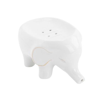 Cabilock Little Elephant Soap Holder Creative Ceramic Soap Dish Drain Soap Tray Elephant Soap Rack