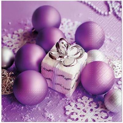 Keep Unique 20-ct 13x13 Christmas Paper Decoupage Napkins, 3-Ply Servilletas Tissue Napkin for Dinner and Parties, Disposable Napkins (Lilac, Pack of 4)