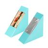 Restaurantware Cafe Vision 4.8 x 2 Inch Sandwich Paper Boxes 200 Small Sandwich Wedge Boxes - With Window Disposable Turquoise Paper Triangle Sandwich Containers Grease-Impervious Lining view 1