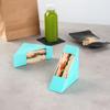 Restaurantware Cafe Vision 4.8 x 2 Inch Sandwich Paper Boxes 200 Small Sandwich Wedge Boxes - With Window Disposable Turquoise Paper Triangle Sandwich Containers Grease-Impervious Lining view 3