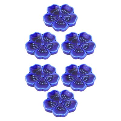 Ciieeo 6pcs Ceramic Chopsticks Rest Cute Dark Blue Holder for Spoons and Forks Easy to Clean Utensil Rack for Table Decor and Dining Essentials