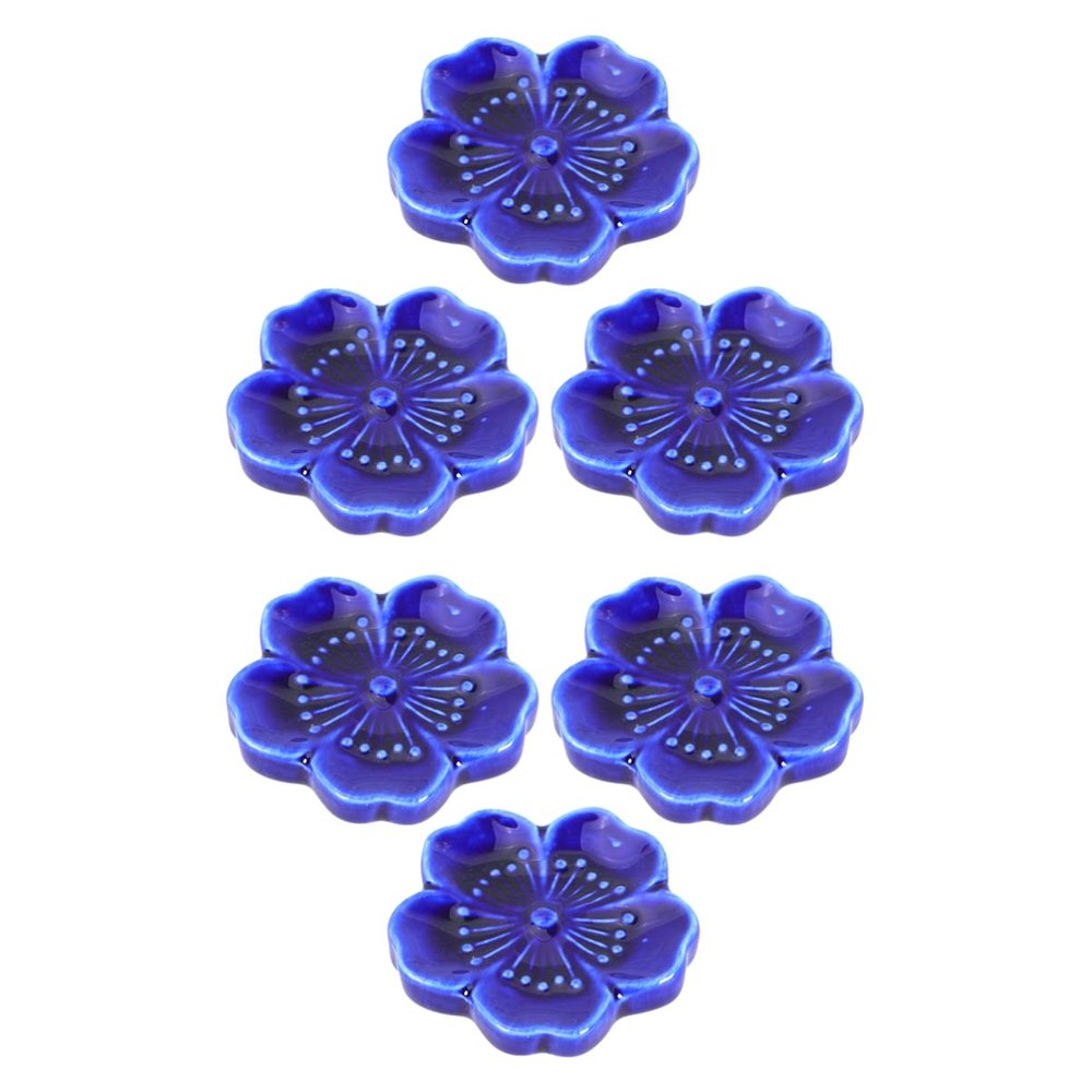 Ciieeo 6pcs Ceramic Chopsticks Rest Cute Dark Blue Holder for Spoons and Forks Easy to Clean Utensil Rack for Table Decor and Dining Essentials