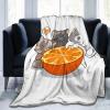 Cute Cat and Big Orange Throw Blanket for Couch Bed Sofa Blankets Super Soft Warm Cozy 60"x50" Flannel Throw Blanket view 2
