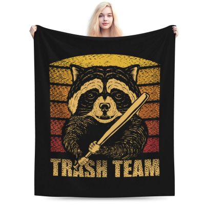 Raccoon with A Baseball Bat Throw Blanket for Couch Bed Sofa Blankets Super Soft Warm Cozy 60"x50" Flannel Throw Blanket