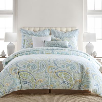 Levtex Home - Cortona Paisley Comforter Set - King Comforter (106 x 94in.)+ Two King Pillow Cases (36 x 20in.) - Paisley - Green, Yellow, Blue, and White - Cotton