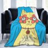Cute Cat with Flower Glasses Throw Blanket for Couch Bed Sofa Blankets Super Soft Warm Cozy 40"x30" Flannel Throw Blanket view 2