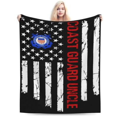 Coast Guard Uncle National Flag Throw Blanket for Couch Bed Sofa Blankets Super Soft Warm Cozy 40"x30" Flannel Throw Blanket