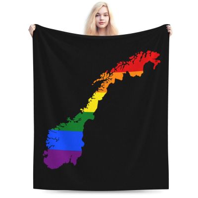 LGBT Flag Map of Norway Throw Blanket for Couch Bed Sofa Blankets Super Soft Warm Cozy 40"x30" Flannel Throw Blanket