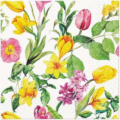 Keep Unique 20-ct 13x13 Flowers Paper Luncheon Decoupage Napkins, 3-Ply Servilletas Floral Napkin for Art, Dinner and Party, Disposable Napkins Decorative (Daffodils Tulip, Pack of 3)