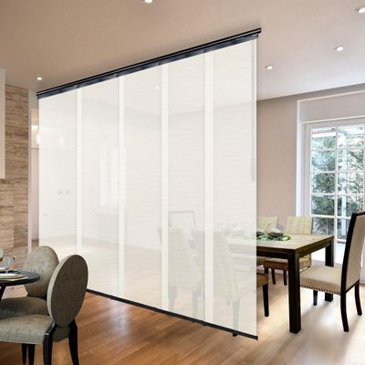 A & F Rod Dcor - Teodora 5-Panel Single Rail Black Panel Track Extendable 58"-110" W x 116" H, Panel Width 23.5"
