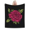 A Beautiful Rose Throw Blanket for Couch Bed Sofa Blankets Super Soft Warm Cozy 60"x50" Flannel Throw Blanket view 1
