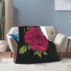 A Beautiful Rose Throw Blanket for Couch Bed Sofa Blankets Super Soft Warm Cozy 60"x50" Flannel Throw Blanket view 3