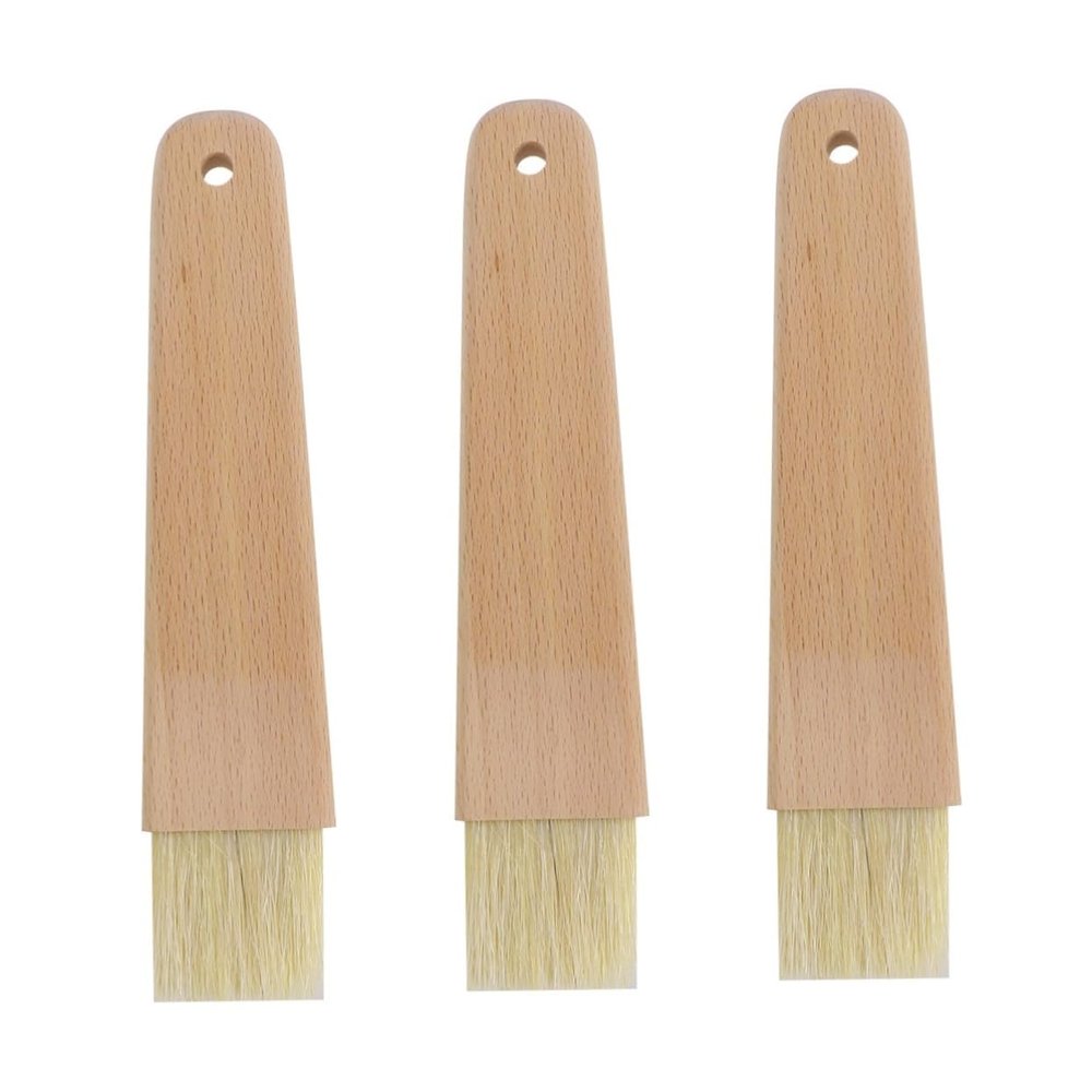 PRETYZOOM 3pcs Ergonomic Handle Basting Brush Bbq Grill Brush Food Mop Boar Bristles Heat Resistant Lacquered Wood