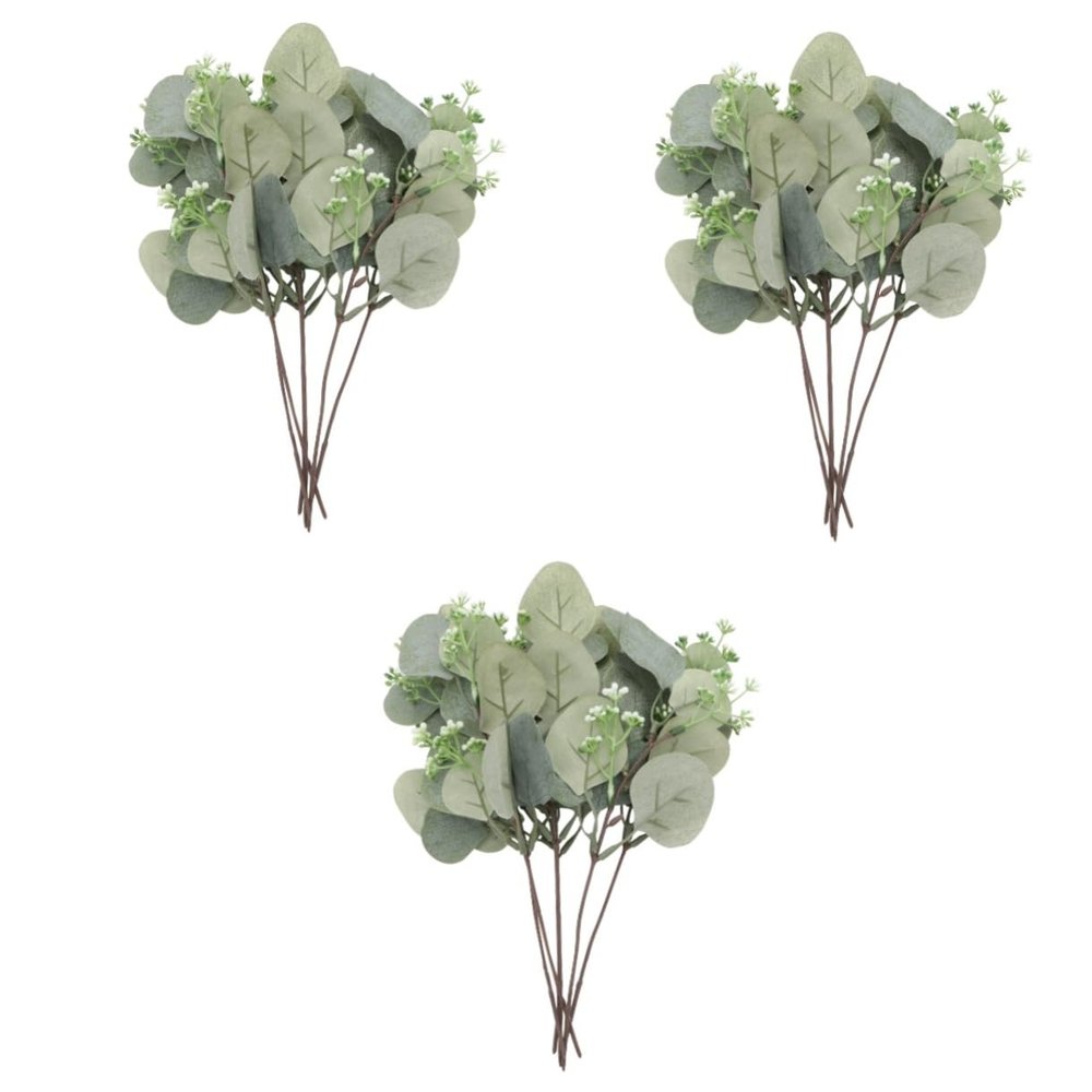 Cabilock 18pcs Decorative Eucalyptus Stems Realistic Faux Greenery Branches for Home Decor Wedding Arrangements and Living Room Decorations Single Branch Green