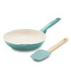 GreenPan Rio Healthy Ceramic Nonstick 8" Frying Pan Skillet and Silicone Spatula Set, Soft Grip Handle, Breaktfast Meal Set, PFAS-Free, Dishwasher Safe, Oven Safe, Turquoise view 1