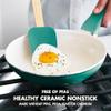 GreenPan Rio Healthy Ceramic Nonstick 8" Frying Pan Skillet and Silicone Spatula Set, Soft Grip Handle, Breaktfast Meal Set, PFAS-Free, Dishwasher Safe, Oven Safe, Turquoise view 2