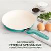 GreenPan Rio Healthy Ceramic Nonstick 8" Frying Pan Skillet and Silicone Spatula Set, Soft Grip Handle, Breaktfast Meal Set, PFAS-Free, Dishwasher Safe, Oven Safe, Turquoise view 3