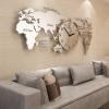 BTZHY Wall Clock,Silver 3D World Map Modern Nordic Wall rative Color Acrylic Silent Clock for Home Bedroom Office Background Wall,39 * 18in view 1