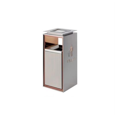 HARAY Outdoor Trash Cans Hotel Trash Can with Ashtray Lobby Elevator Entrance Vertical Hall Stainless Steel Hotel Shopping Mall Smoke Cans Garbage Can (Color : A1, Size : L)