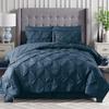 Dainty Homes: Pinch Pleated Comforter,Sheet Sets Twin (16" Deep Pocket) Ultra-Soft Microfiber Set of 7 Pcs. Bed-in-A-Bag Navy Blue view 1
