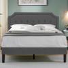 VECELO Full Upholstered Platform Bed Frame with Adjustable Button Stitched Panel Headboard,Strong Wood Slat Support,Velcro Design,Mattress Foundation/Easy Assembly,Grey view 1