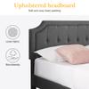 VECELO Full Upholstered Platform Bed Frame with Adjustable Button Stitched Panel Headboard,Strong Wood Slat Support,Velcro Design,Mattress Foundation/Easy Assembly,Grey view 3