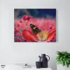 16"x20" Canvas Wall Art, Red Flower Butterfly Picture Prints, Rustic Modern Wall Decor Artwork, Farmhouse Kitchen Canvas Painting, Home Office Decor Art Print view 3