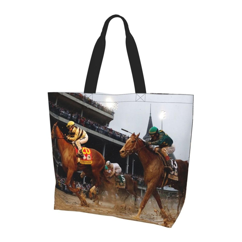 MANQINF Horse Animal Tote Bag for Women Mother Teacher,Reusable Shopping Grocery Bag Shoulder Bags