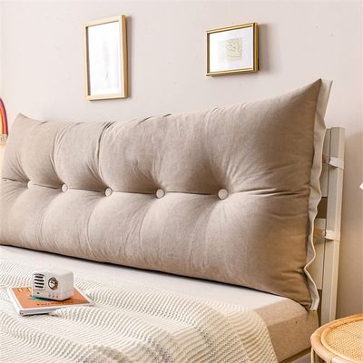 Large Bolster Headboard Backrest Positioning Back Support Rectangular Pillow for Reading and Soft Bedrest Cushion for Day Bed Bunk Bed Removable Cover,Beige,60x60cm