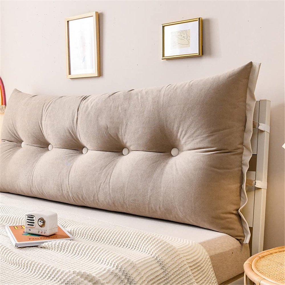Large Bolster Headboard Backrest Positioning Back Support Rectangular Pillow for Reading and Soft Bedrest Cushion for Day Bed Bunk Bed Removable Cover,Beige,60x60cm