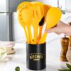 9Pcs Cooking Utensil Utensil Holder Silicone Kitchen Ware Turner Soup Ladle Tool Set Kit with Bucket for Cooking Washing Pots Beautiful Kitchen view 4