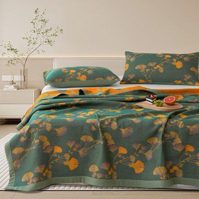 Bifqioy Ginkgo Quilt King Size Bedding Set Reversible Soft Quilt Set King Size Coverlet Set with Shams Lightweight Cotton Bedspread Set for All Season