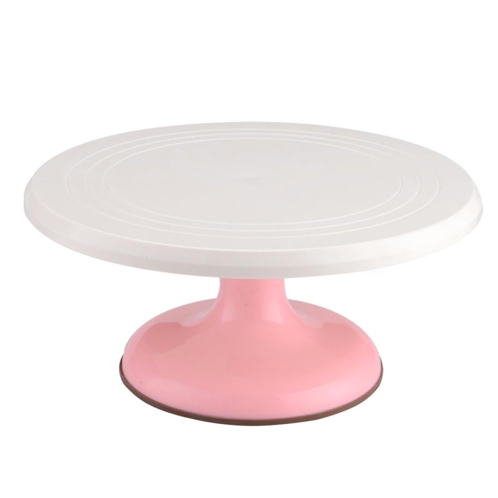 Cabilock DIY Cake Turntable for Decorating Rotating Baking Supplies Round Shaped Mounting Pattern for Home and Bakery Use Pink Cake Decorating Stand