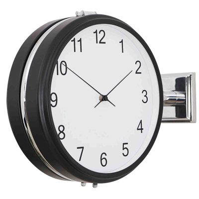 BTZHY Wall Clock,Vintage Wall-Clock Retro Double Sided Simple Silent Quartz Wall Watch Wrought Iron Round Clock for Living Room Decoration - Decorative Wall Clocks