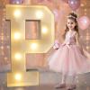 Pooqla 3FT Marquee Light Up Letters, LED Letters Big Mosaic Marquee Letters 3 Feet Tall, Giant Letter Sign for Balloons Birthday Anniversary Wedding Party Decoration, Warm White Letter P view 1