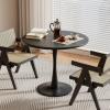 Black Small Tulip Table, 24 Inch Round Dining Table for 2 Person with Pedestal Base for Kitchen, Circle Bistro Table, Mid Century Modern Cafe Tables for Small Spaces in Living Room, Office, Pub, Bar view 2