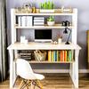 KWOKING Modern Wood Office Desk with Exterior Shelving and Metal Base - Without Chairs Computer Desk Desktop Desk Student Desk Writing Desk Study Table White with 3 Shelves 31" L x 20" W x 29" H view 3
