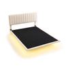 Elefesign Queen Size Upholstered Bed with Sensor Light and Headboard, Floating Velvet Platform Bed, Beige view 4