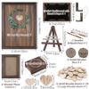 Aodaer Wedding Guest Book Alternative Drop Top Frame Heart Drop Wood Guest Book with Stand 122 Wooden Hearts Pens Box Mini Blackboard Rustic Wedding Decorations for Reception Baby Shower, Brown view 2