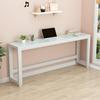 KWOKING Glass Top Rectangular Writing Desk 29 Inch Tall Office Desk - Without Chairs Tempered Glass Long Table Economical Bedroom Computer Narrow Table Wall Desk White 39" L x 20" W x 29" H view 2