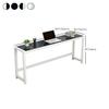 KWOKING Glass Top Rectangular Writing Desk 29 Inch Tall Office Desk - Without Chairs Tempered Glass Long Table Economical Bedroom Computer Narrow Table Wall Desk White 39" L x 20" W x 29" H view 3