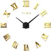 BTZHY Wall Clock,Large Big Watch Decal 3D Stickers Roman Numerals Home Office Removable Decoration for Living Room Gold,Black view 1