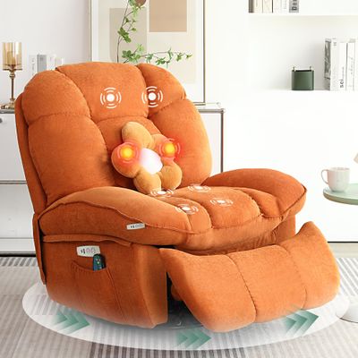 AISALL Power Recliner Chair, Swivel Rocker Recliner with Massage and Heat, Electric Recliner Chairs for Adults with USB/Type-C, Living Room, Bedroom, Nursery, Orange