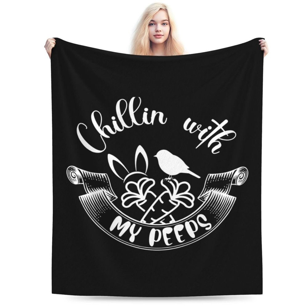 Chillin with My Peeps Throw Blanket for Couch Bed Sofa Blankets Super Soft Warm Cozy 60"x50" Flannel Throw Blanket