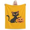 Halloween Black Cat and Pumpkins Throw Blanket for Couch Bed Sofa Blankets Super Soft Warm Cozy 60"x50" Flannel Throw Blanket view 1