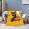 Halloween Black Cat and Pumpkins Throw Blanket for Couch Bed Sofa Blankets Super Soft Warm Cozy 60"x50" Flannel Throw Blanket view 3