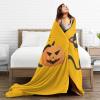 Halloween Black Cat and Pumpkins Throw Blanket for Couch Bed Sofa Blankets Super Soft Warm Cozy 60"x50" Flannel Throw Blanket view 4