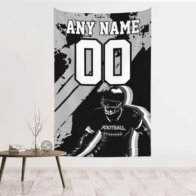 Custom Tapestry Personalize Any Name Number Football Wall Hanging Tapestry Customized Home Decorations Gifts for Sports Fans (Style 20)